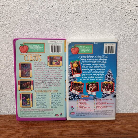 Electronics - Lot of 2 VHS Tapes Barney's Night Before Christmas & Super Circus - Picture 2 of 4